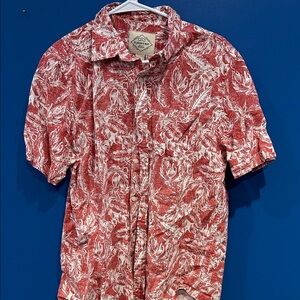 St. John's Bay Red and White Leaf Print Men's Shirt